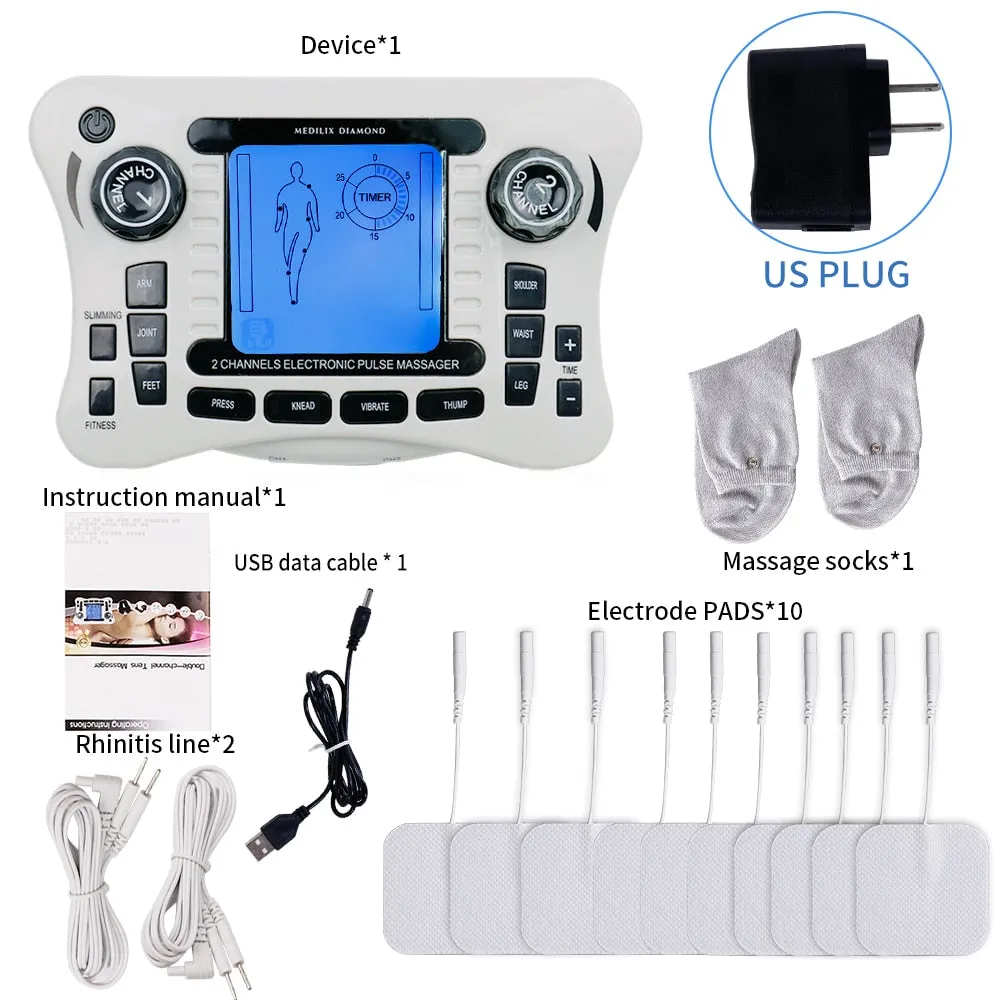 12 Modes Electrical Tens Pulse Massager EMS Muscle Stimulator Acupuncture Digital Frequency Physiotherapy Machine Fat Burner