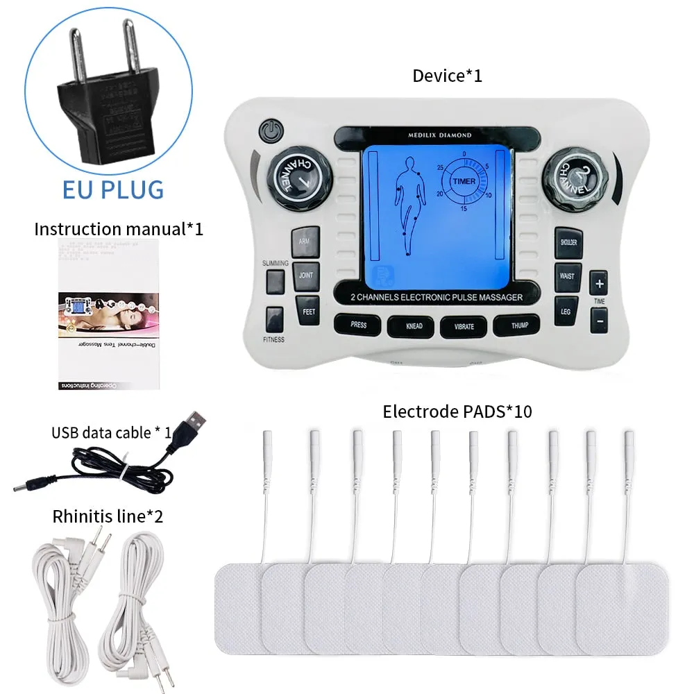 12 Modes Electrical Tens Pulse Massager EMS Muscle Stimulator Acupuncture Digital Frequency Physiotherapy Machine Fat Burner