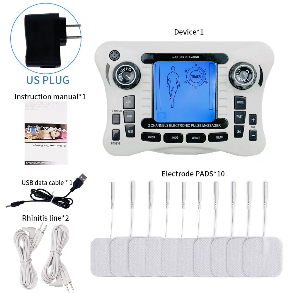 12 Modes Electrical Tens Pulse Massager EMS Muscle Stimulator Acupuncture Digital Frequency Physiotherapy Machine Fat Burner