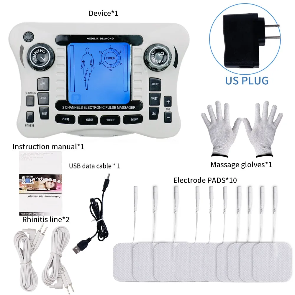 12 Modes Electrical Tens Pulse Massager EMS Muscle Stimulator Acupuncture Digital Frequency Physiotherapy Machine Fat Burner