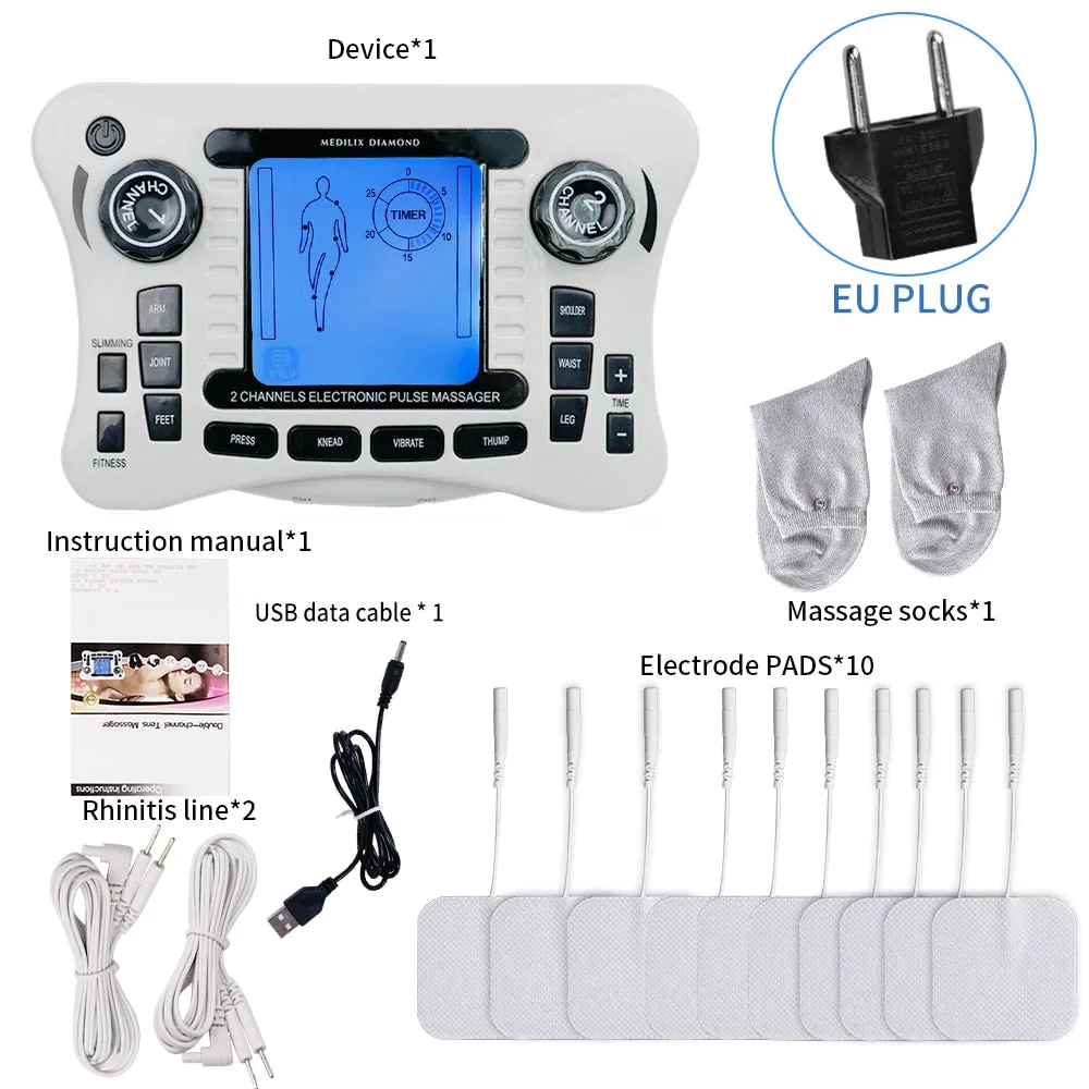 12 Modes Electrical Tens Pulse Massager EMS Muscle Stimulator Acupuncture Digital Frequency Physiotherapy Machine Fat Burner