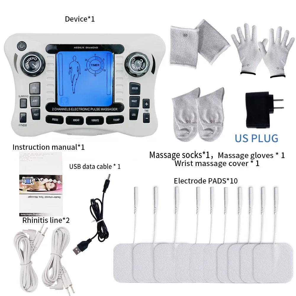 12 Modes Electrical Tens Pulse Massager EMS Muscle Stimulator Acupuncture Digital Frequency Physiotherapy Machine Fat Burner
