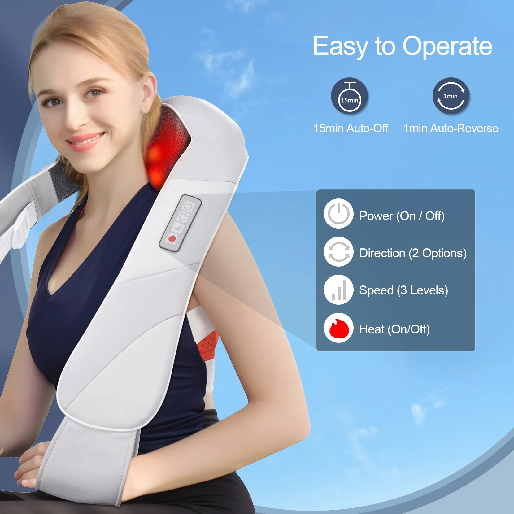 153AH Back Shoulder Massager with Heat  (US ONLY)
