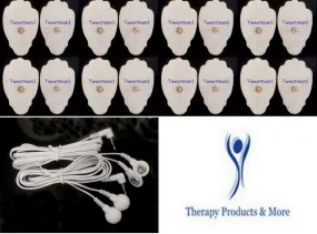 2 Electrode Lead Cables (3.5mm Plug)  16 Massage Pads for TENS Massager