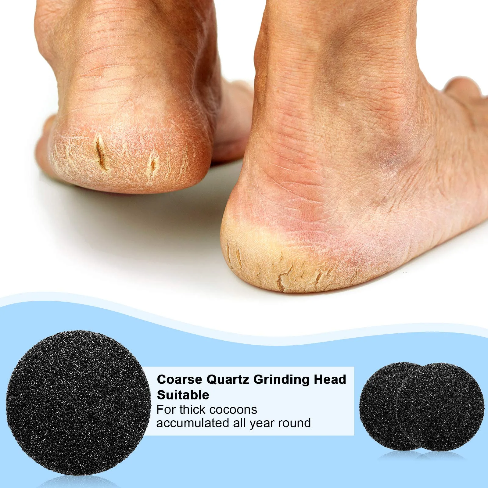 20 Pieces Regular Coarse Replacement Pads for Portable Electric Foot Grinder Foot File Refills Vacuum Adsorption Electric Callus Remover Hard Skin Grind Head for Cracked Heels Dead Skin (Black) Black