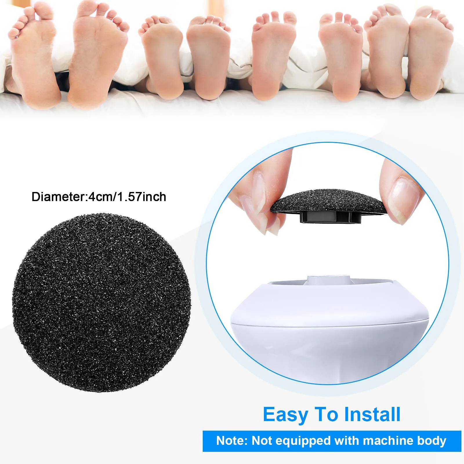 20 Pieces Regular Coarse Replacement Pads for Portable Electric Foot Grinder Foot File Refills Vacuum Adsorption Electric Callus Remover Hard Skin Grind Head for Cracked Heels Dead Skin (Black) Black