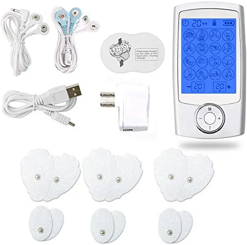 2020 Latest Upgrade Version Dual Channel Rechargeable TENS Unit Muscle Stimulator Electronic Pulse Massager with 16 Modes and 12 Pads Portable Smart Electro Pain Relief Machine