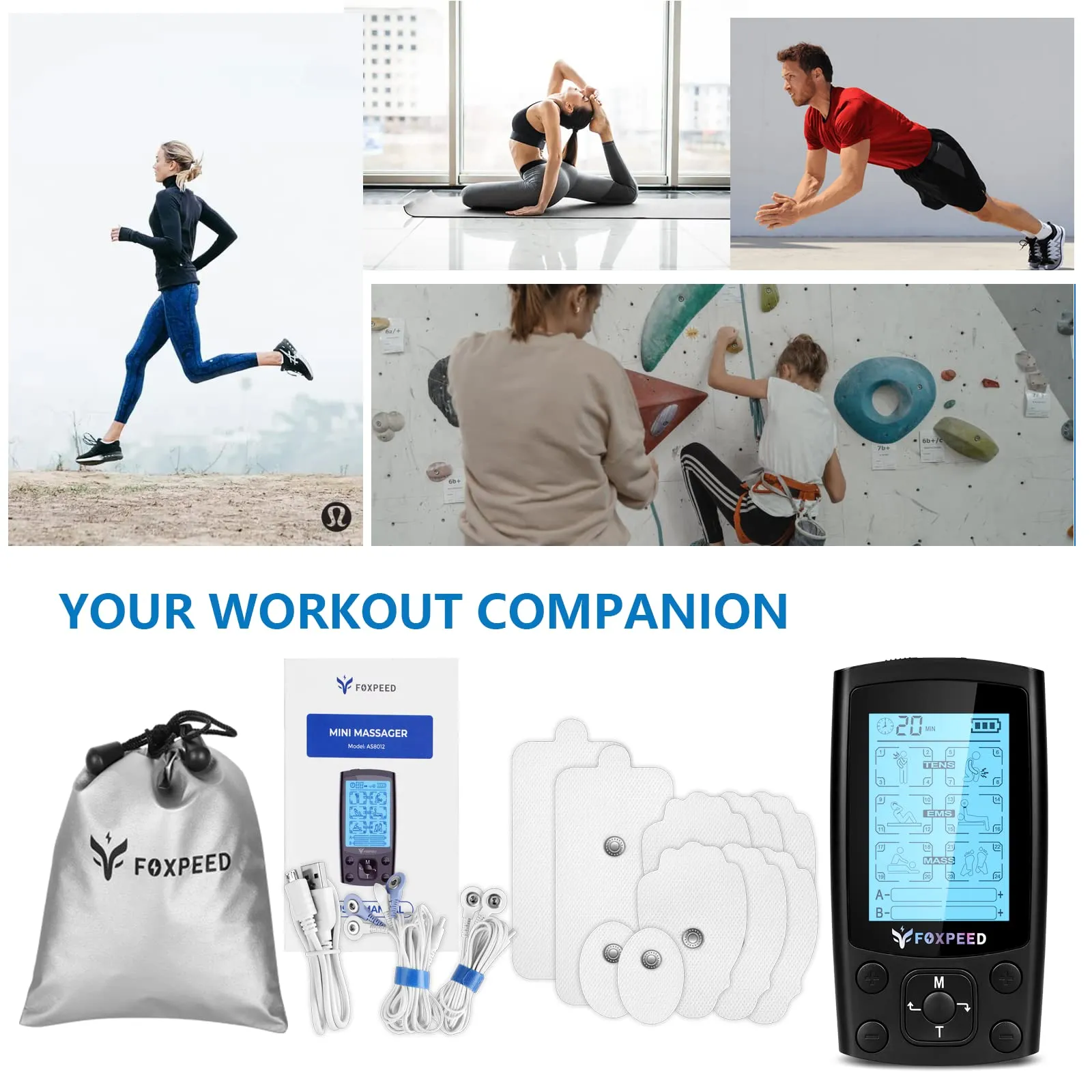 24 Model Tens EMS Muscle Stimulator for Pain Relief, Dual Channel Tens Unit Electric Stimulator Mini Massager Machine with 10Pcs Premium Large Pads for Muscle Strength