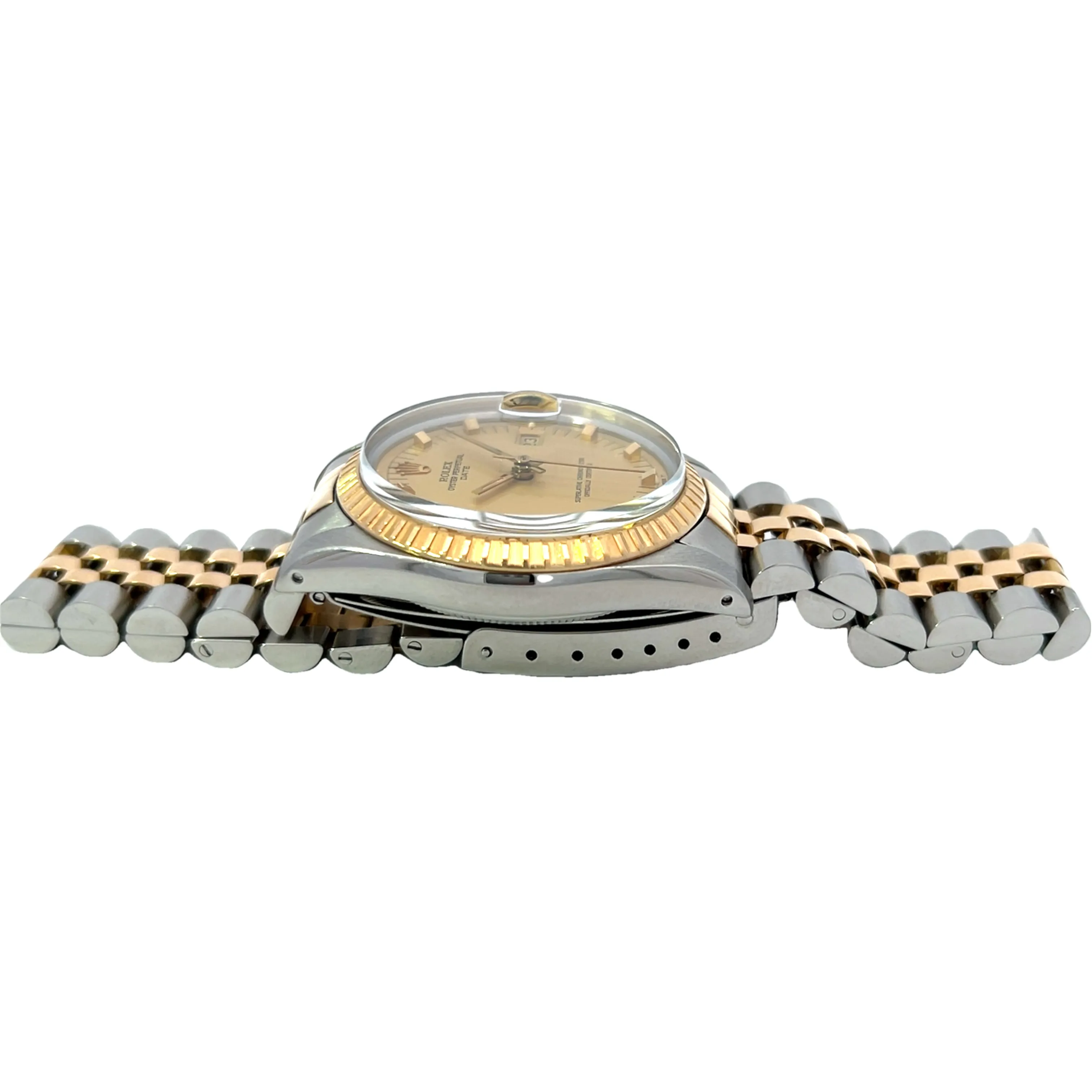 34mm Rolex Oyster Perpetual Date with faceted Gold Indicies