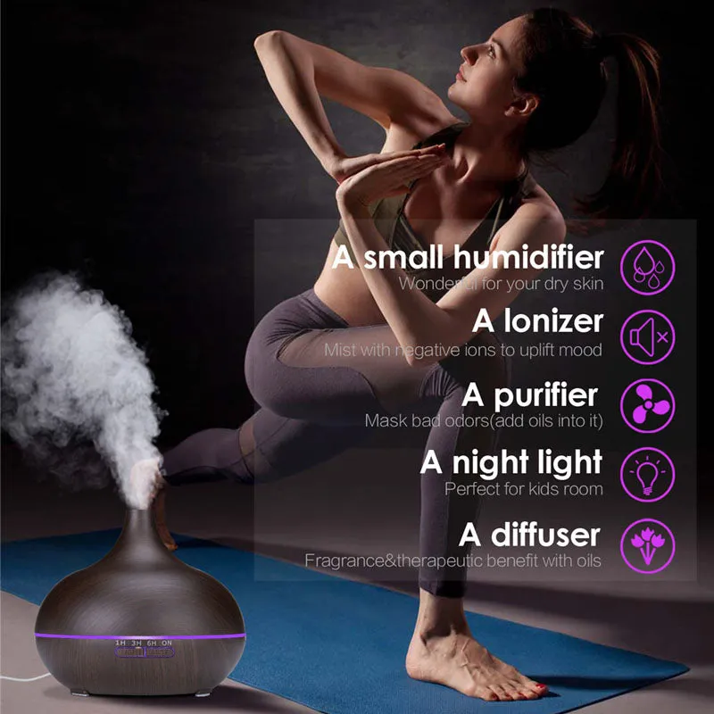 500ml Ultrasonic Humidifier with Remote Control 7 Colors LED