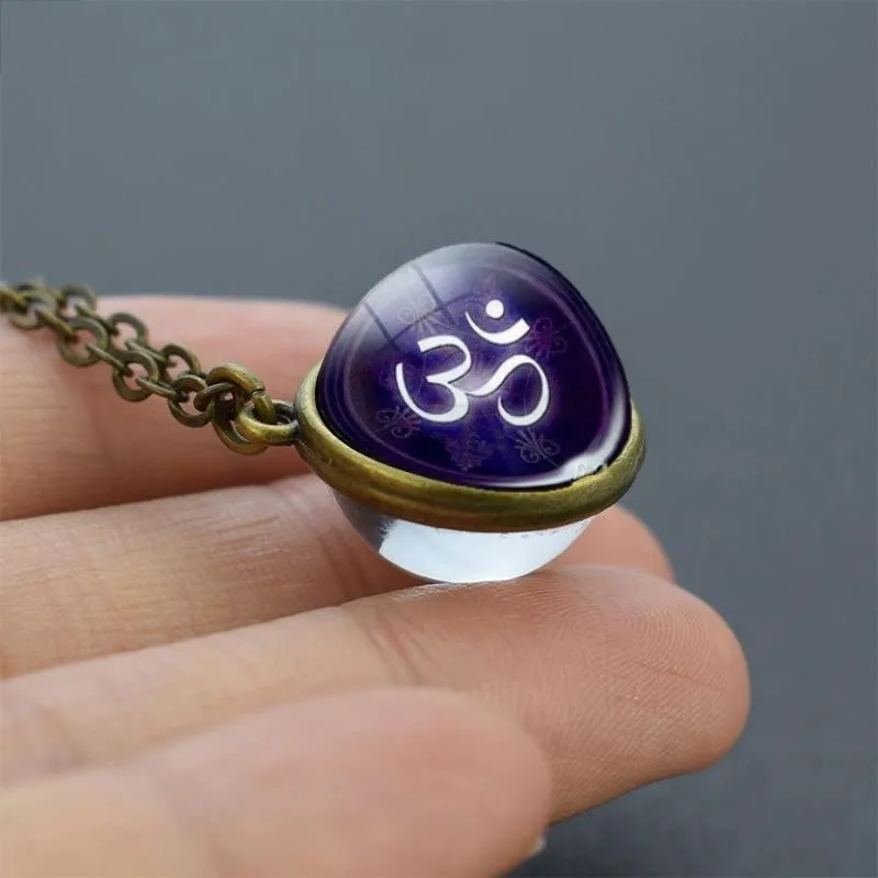 7 Chakra Double-Side Glass Crystal Ball Necklace Cleansing Chakra Crystals Necklace