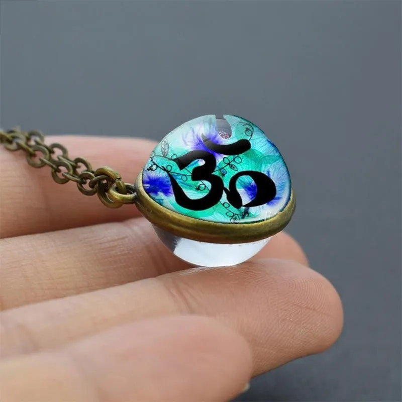 7 Chakra Double-Side Glass Crystal Ball Necklace Cleansing Chakra Crystals Necklace