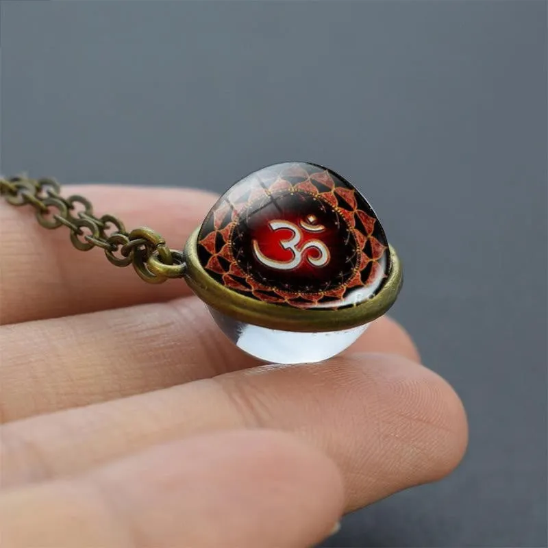 7 Chakra Double-Side Glass Crystal Ball Necklace Cleansing Chakra Crystals Necklace