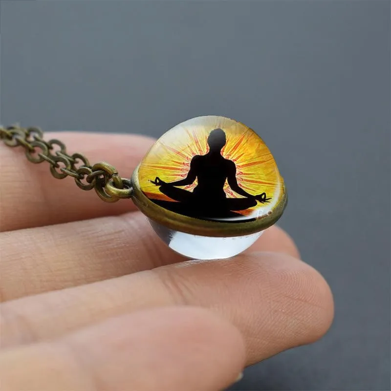 7 Chakra Double-Side Glass Crystal Ball Necklace Cleansing Chakra Crystals Necklace