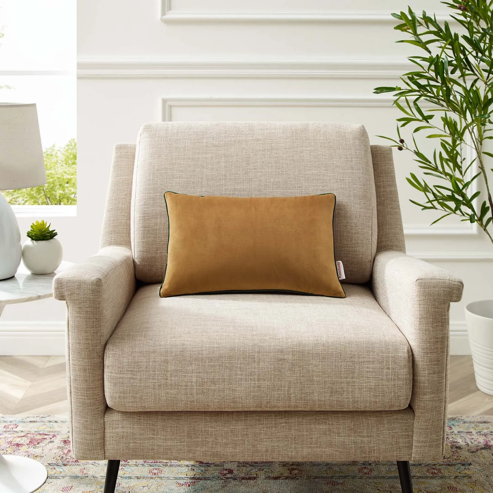 Accentuate 18" Lumbar Performance Velvet Throw Pillow
