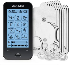 AccuMed TENS Unit Muscle Stimulator & Electronic Pulse Massager with 2 Channels - 12 Modes, Pain Management Device with 20 Intensities for Back, Neck, Acupuncture, 8 Extra Pads Included (AC-AP417)