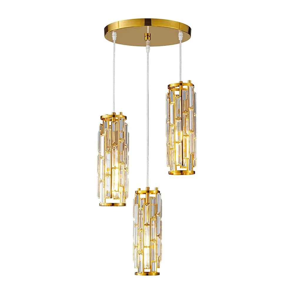 Adjustable Modern Pendant Light: Elegant Crystal Chandeliers for Kitchen Island, Dining Room, and Bedroom in Black Chrome Finish.