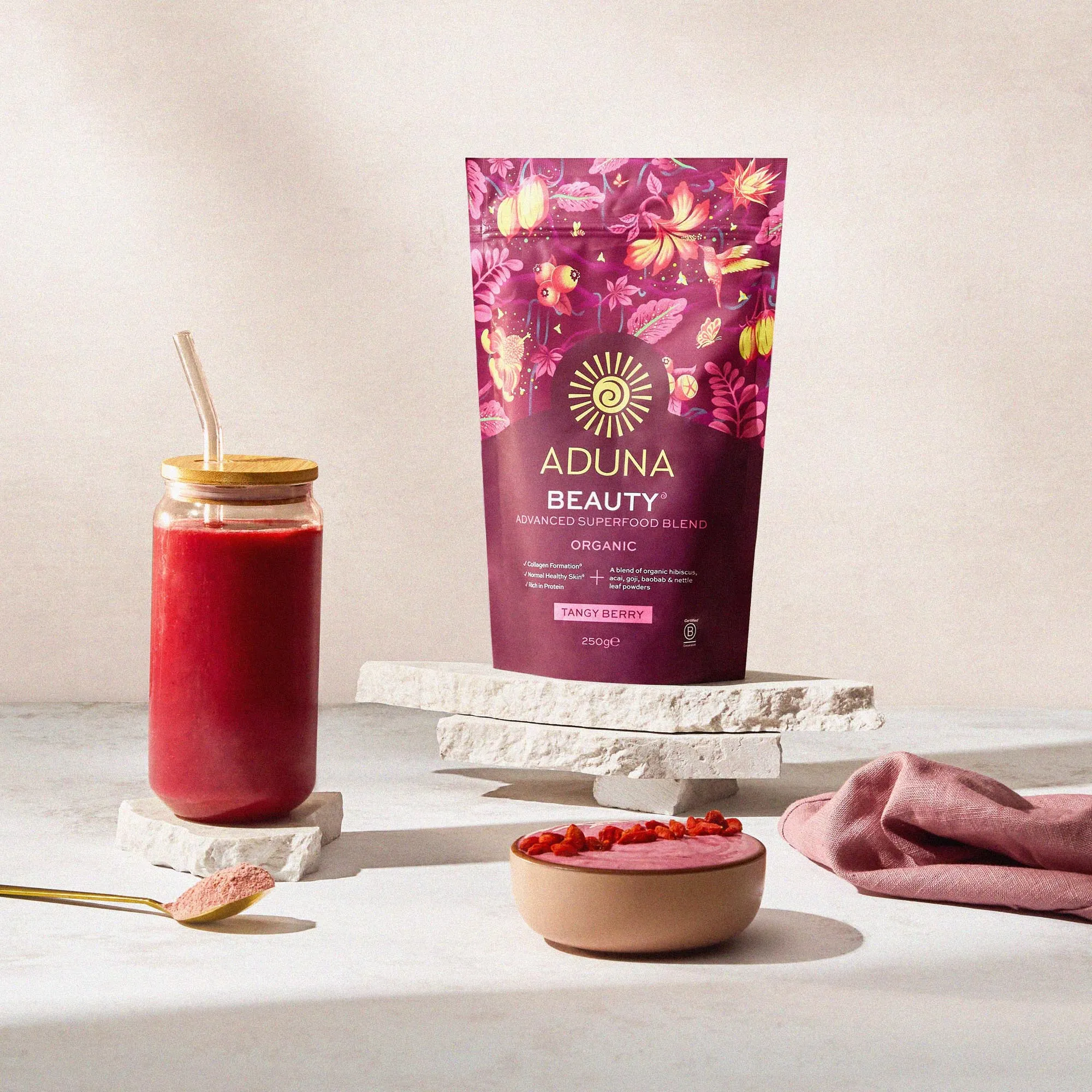 Aduna Beauty Advanced Superfood Blend – Tangy Berry (250g)