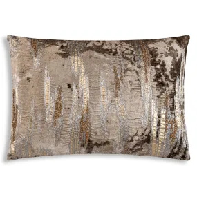 Aida Ombre Metallic Lumbar Pillow, Ivory/Stone