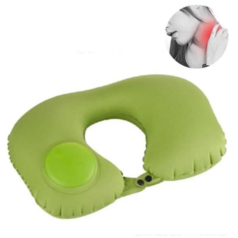 Air Inflatable U-Shaped Travel Neck Pillow Cushion Sxc-02592 Green