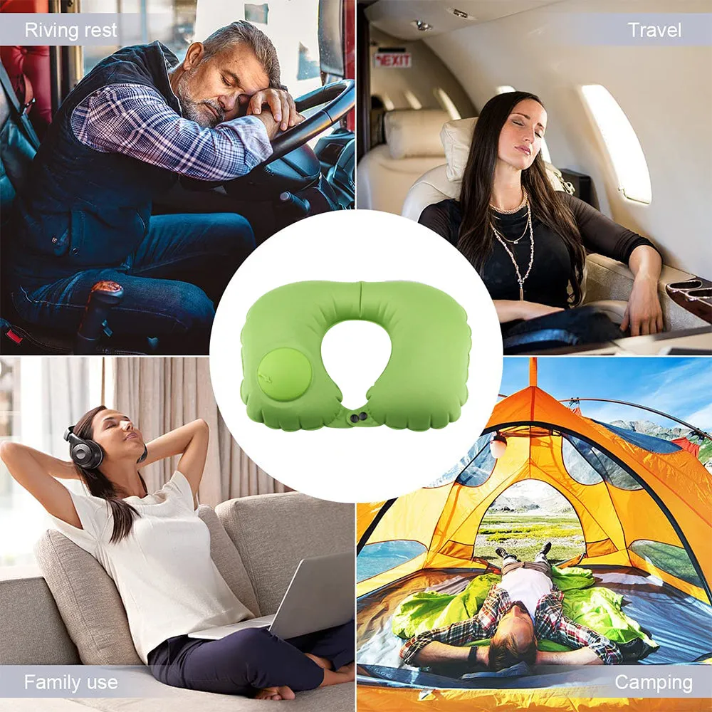 Air Inflatable U-Shaped Travel Neck Pillow Cushion Sxc-02592 Green