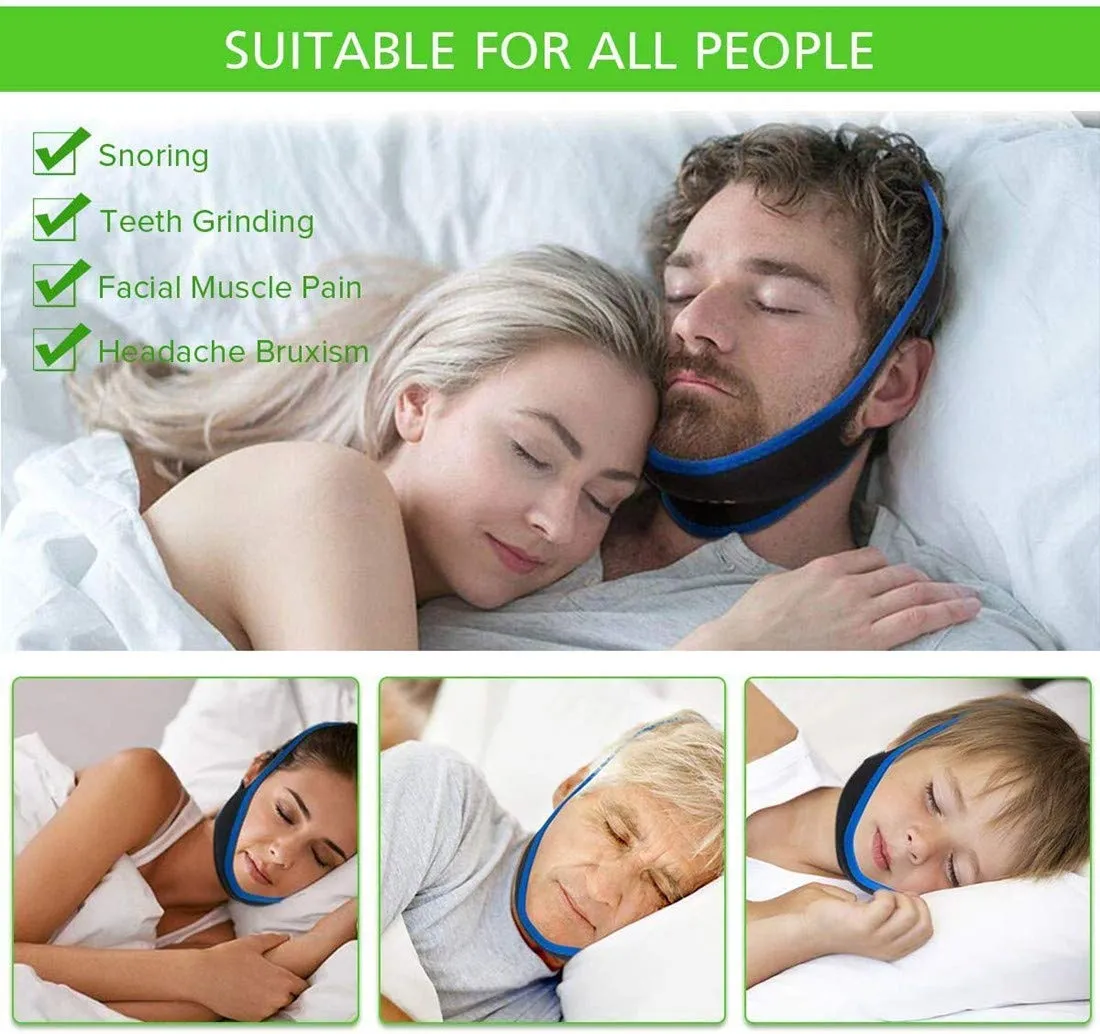 Anti Snore Chin Strap for Men and Women to Help Good Sleep - Snoring Stopper Belt Sleep Aids Snoring Solution - Adjustable Snoring Device(Blue)
