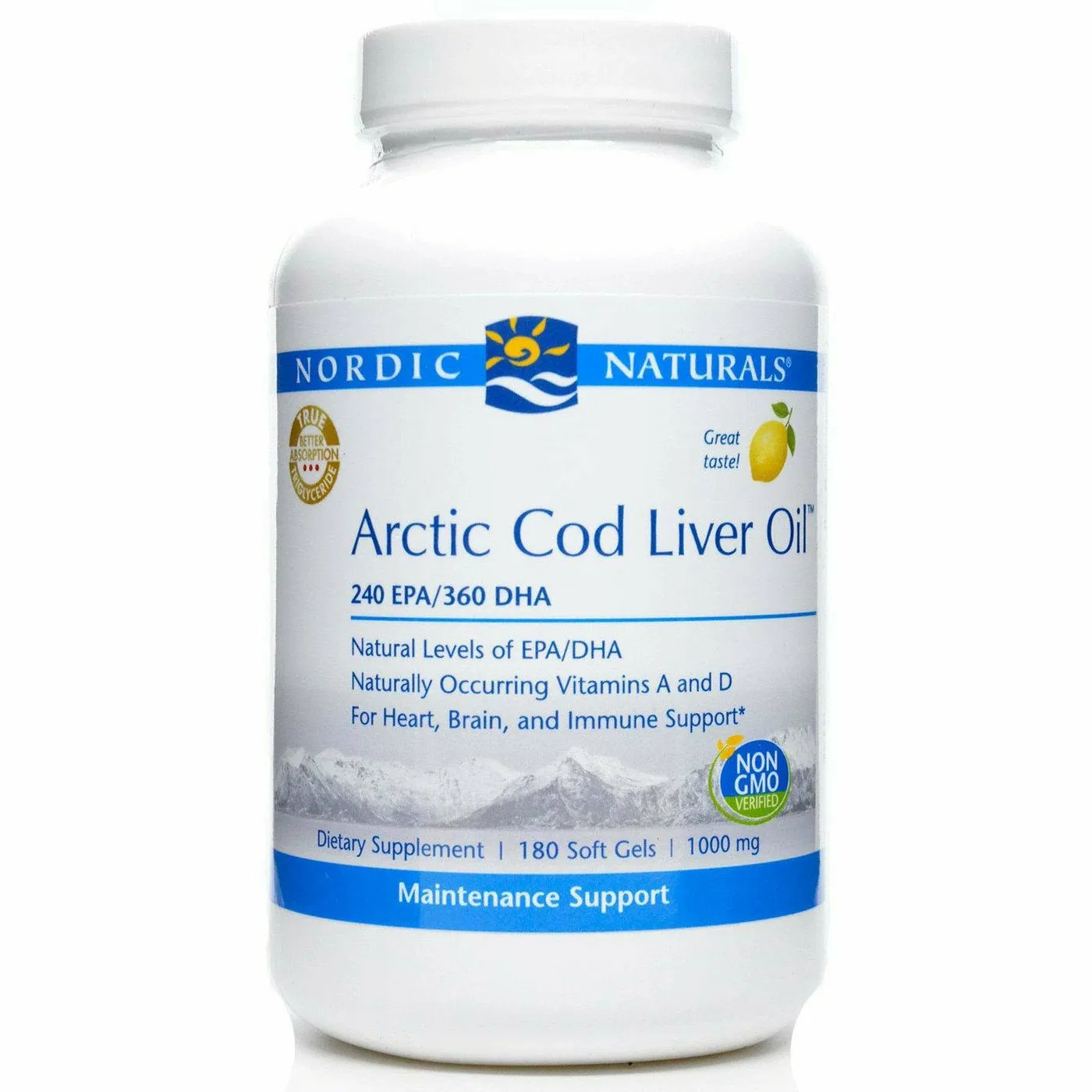 Arctic Cod Liver Oil 240EPA/360DHA 180 gels by Nordic Naturals