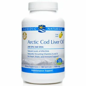 Arctic Cod Liver Oil 240EPA/360DHA 180 gels by Nordic Naturals Arctic Cod Liver Oil 240EPA/360DHA 180 gels by Nordic Naturals