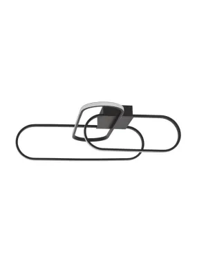 ART Matt Black Aluminium Tripple Oval Semi Flush Ceiling Light - ID 10089