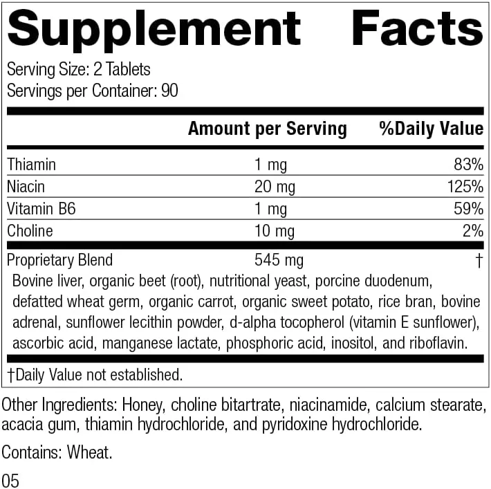 B vitamins Standard Process Cataplex B, 180 tablets