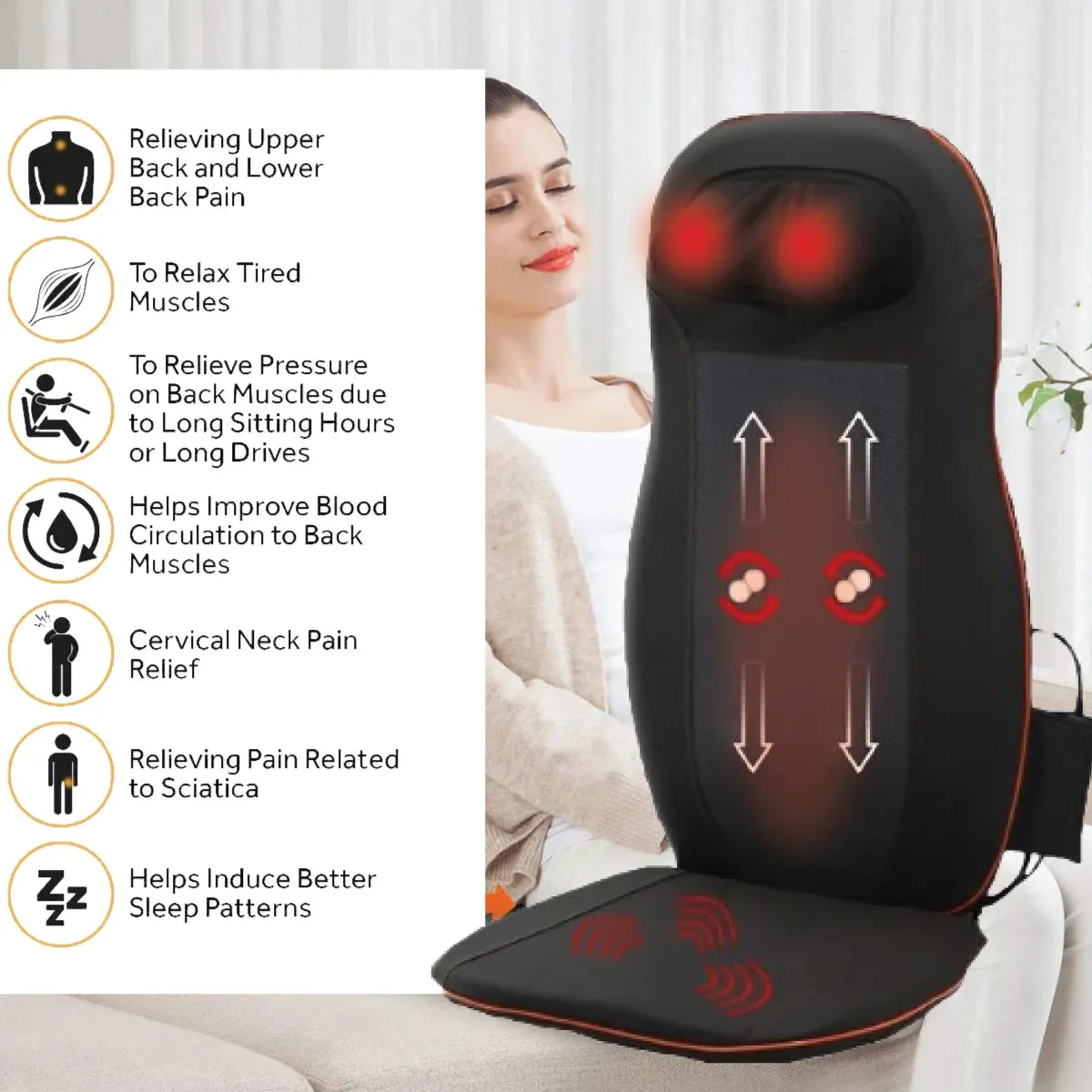 Back Massage Machine for Neck & Shoulder Lumbar With Kneading Heat Use in Car Seat and Office Chair JSB HF23