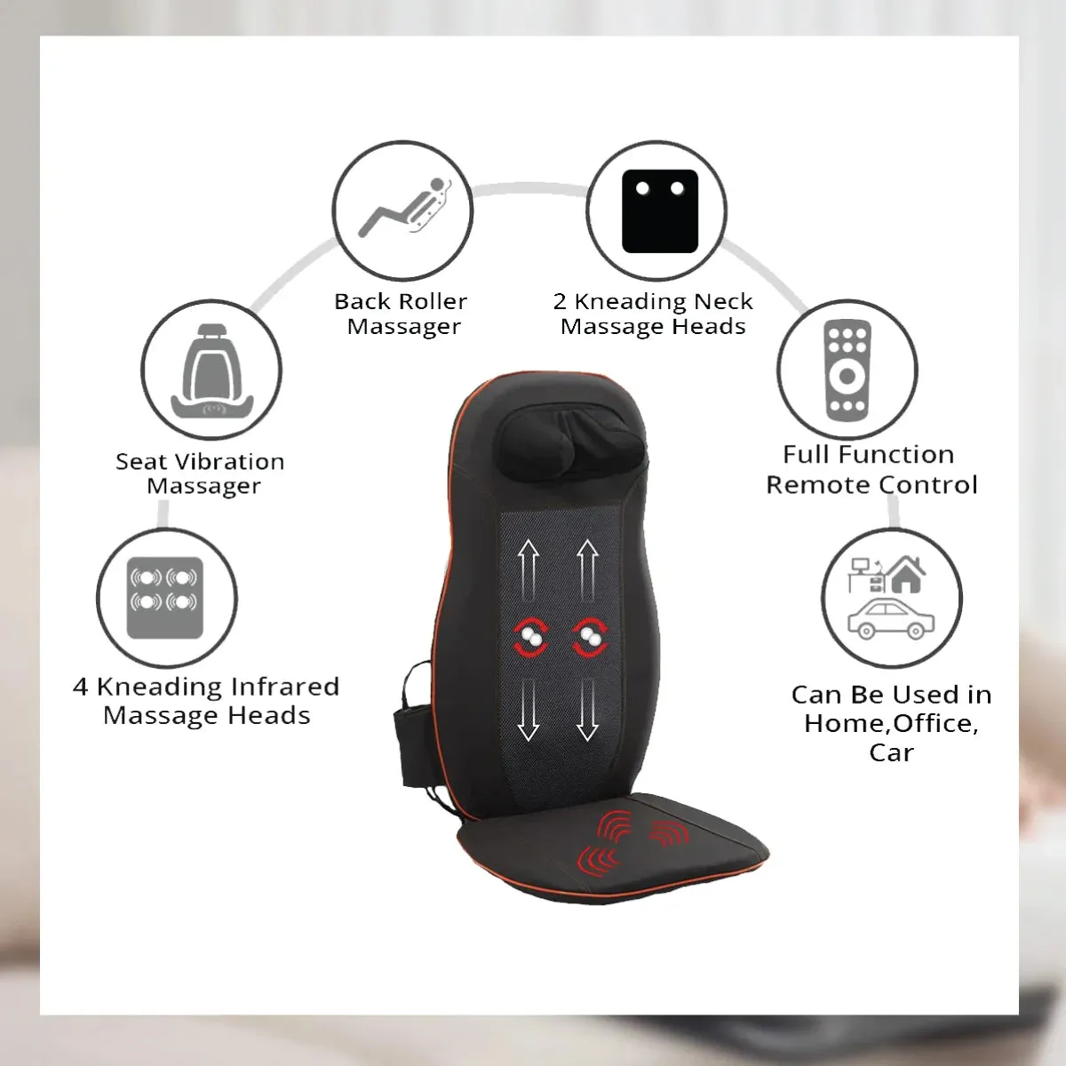 Back Massage Machine for Neck & Shoulder Lumbar With Kneading Heat Use in Car Seat and Office Chair JSB HF23