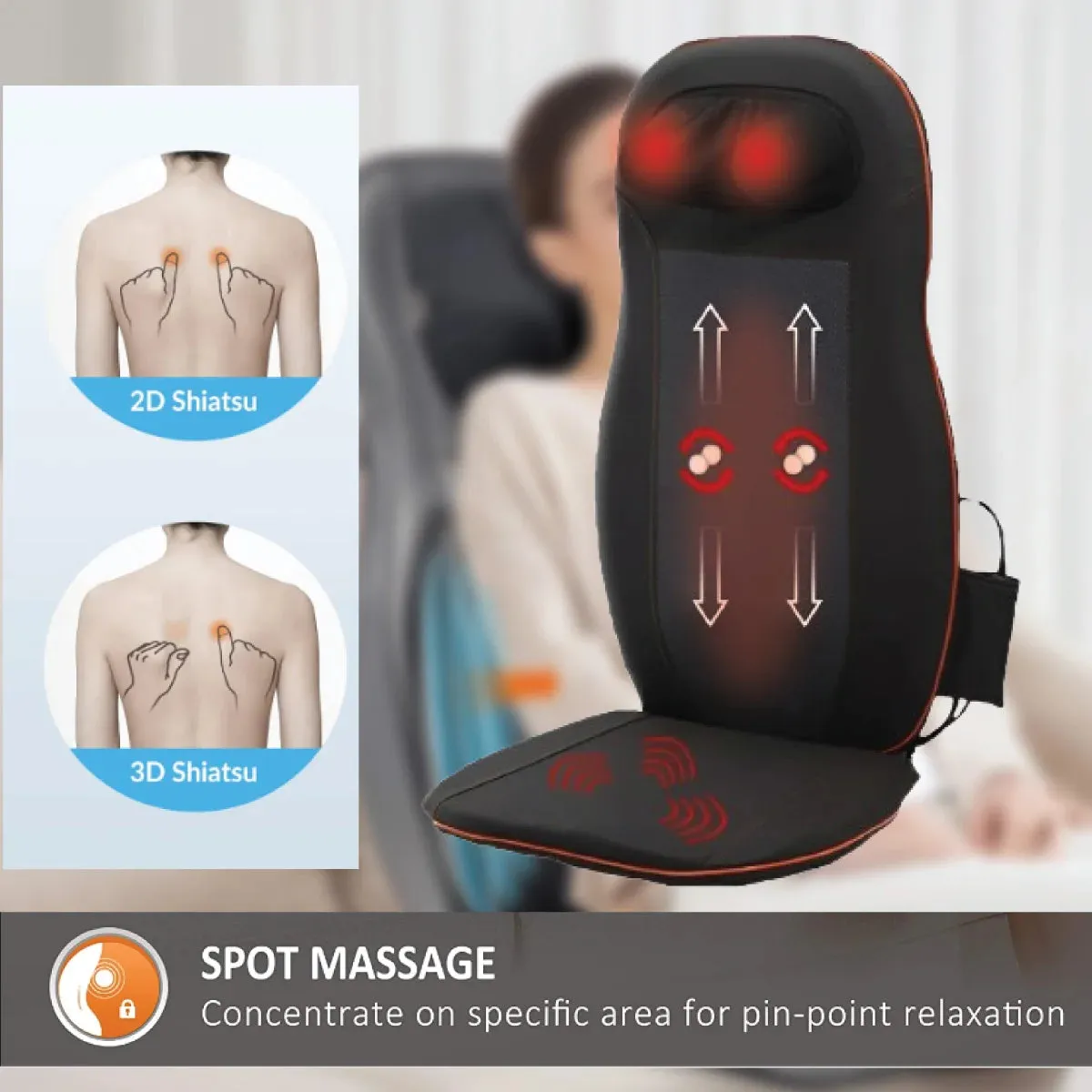 Back Massage Machine for Neck & Shoulder Lumbar With Kneading Heat Use in Car Seat and Office Chair JSB HF23