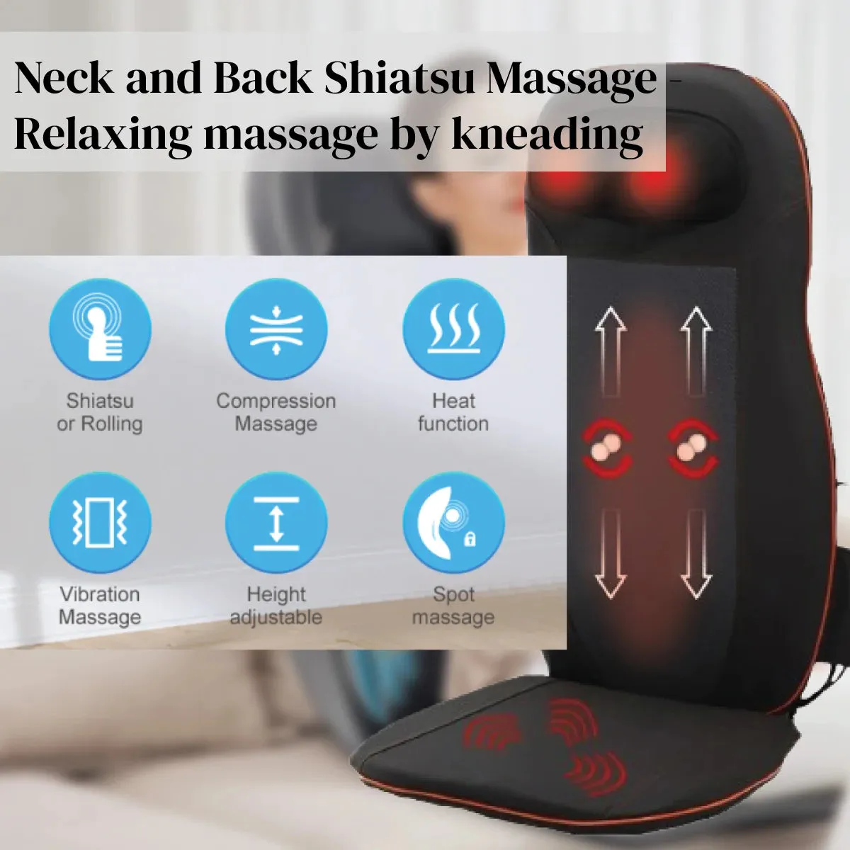 Back Massage Machine for Neck & Shoulder Lumbar With Kneading Heat Use in Car Seat and Office Chair JSB HF23