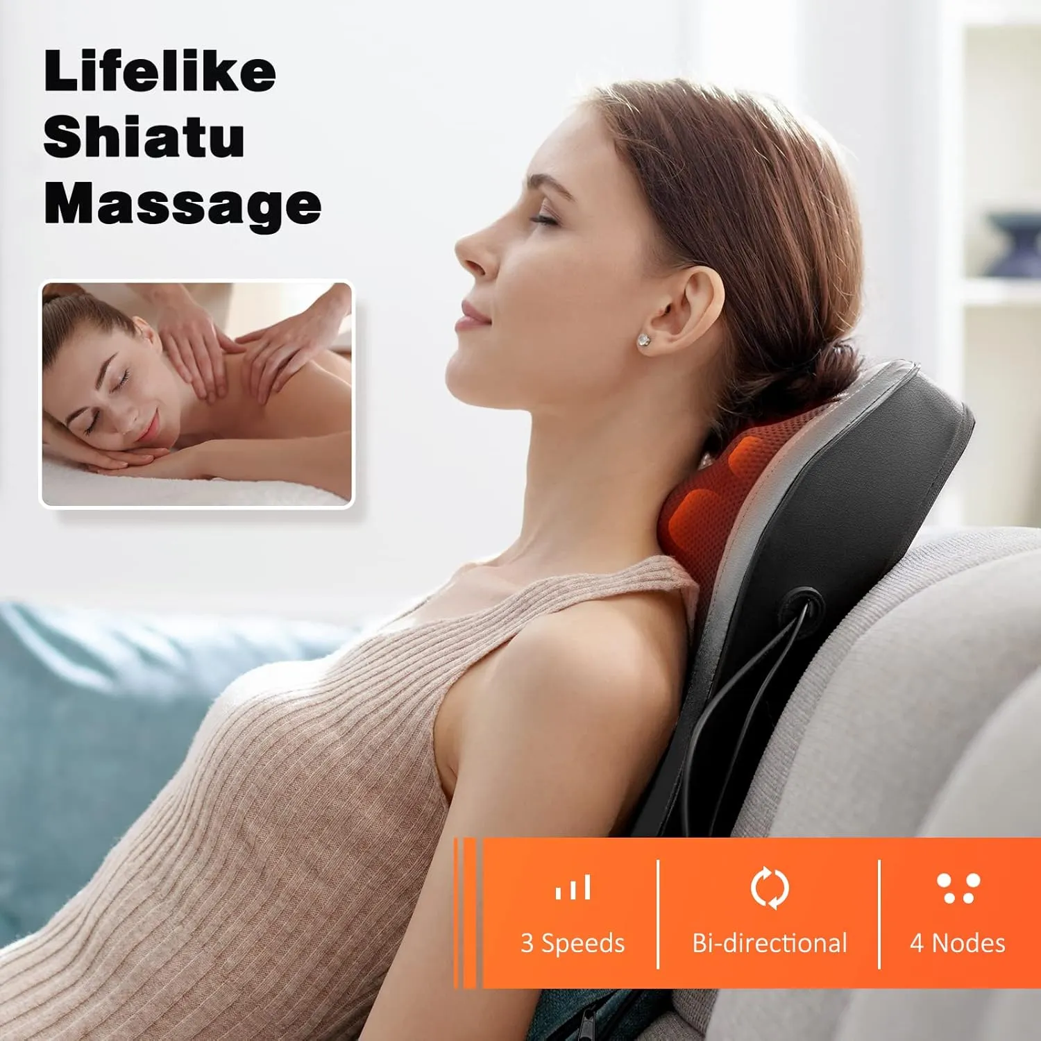 Back Massager with Heat, Massagers for Neck and Back, 3D Kneading Massage Pillow for Back, Neck, Shoulder, Leg Pain Relief, Gifts for Men Women Mom Dad, Relax at Home Office and Car - Dark Gray