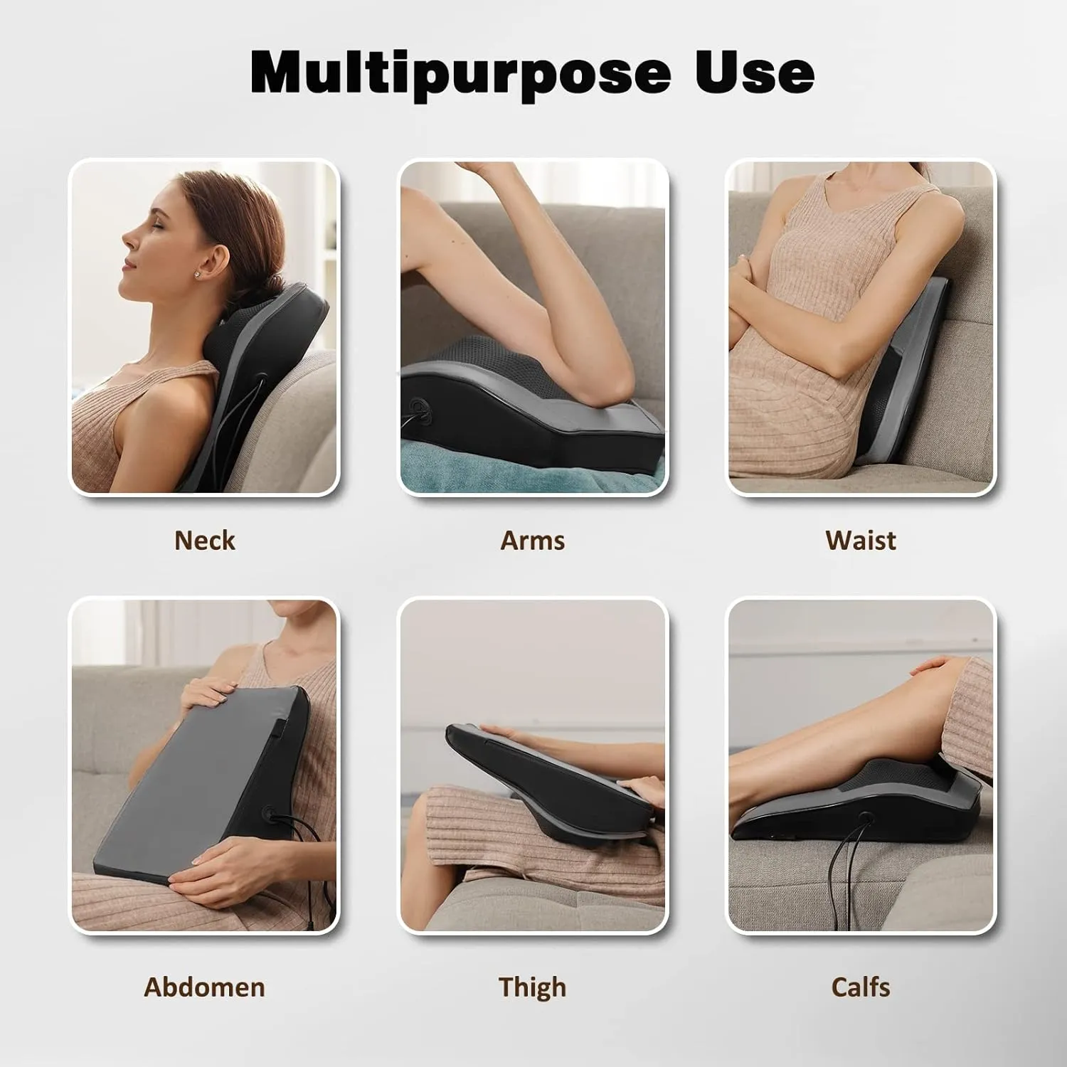 Back Massager with Heat, Massagers for Neck and Back, 3D Kneading Massage Pillow for Back, Neck, Shoulder, Leg Pain Relief, Gifts for Men Women Mom Dad, Relax at Home Office and Car - Dark Gray