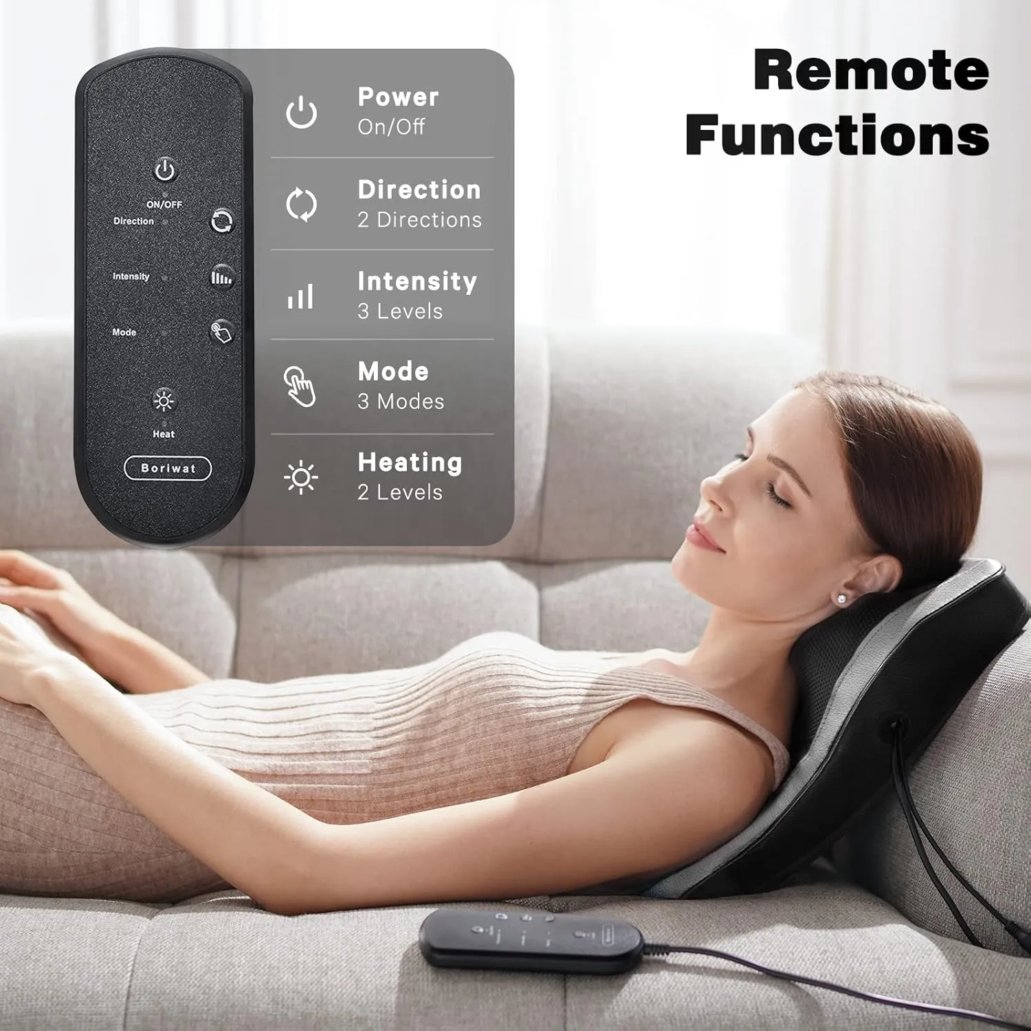 Back Massager with Heat, Massagers for Neck and Back, 3D Kneading Massage Pillow for Back, Neck, Shoulder, Leg Pain Relief, Gifts for Men Women Mom Dad, Relax at Home Office and Car - Dark Gray