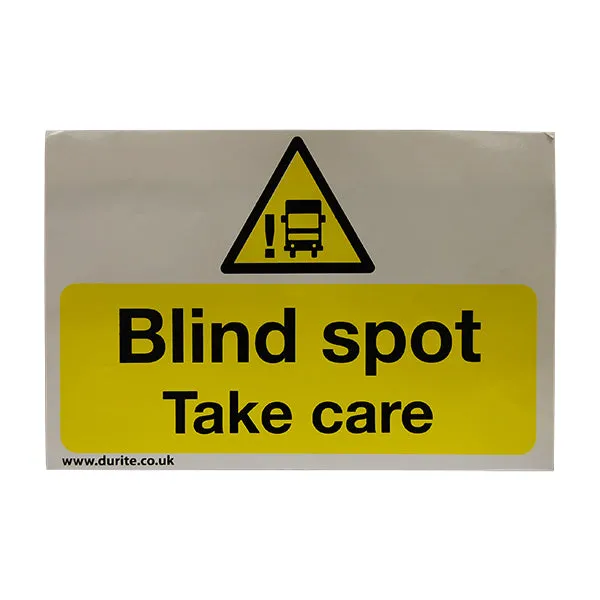 'Blind Spot Take Care' Safety Sign, Landscape. Pk1