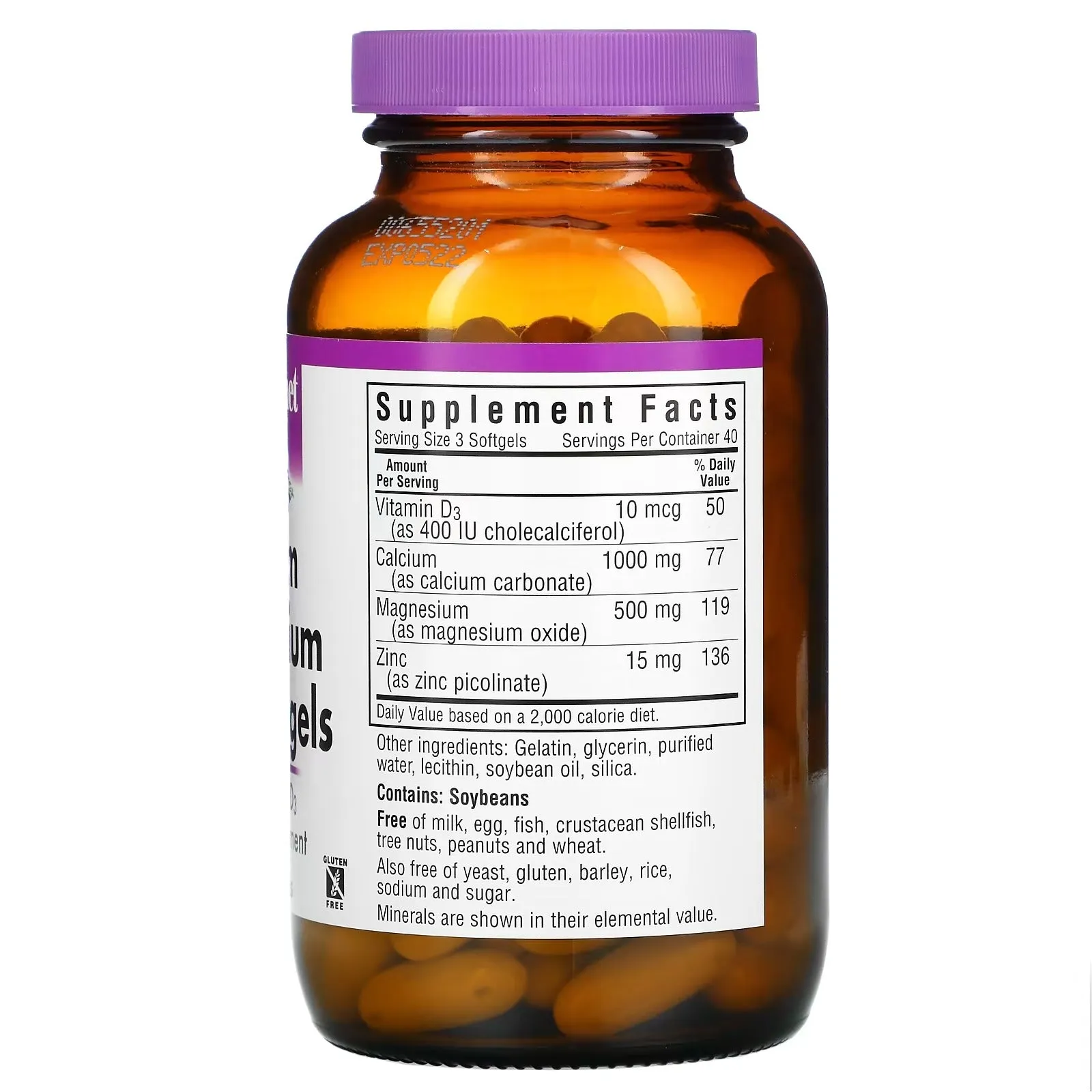 Bluebonnet Nutrition Calcium, Magnesium, and Zinc, 120 Capsules