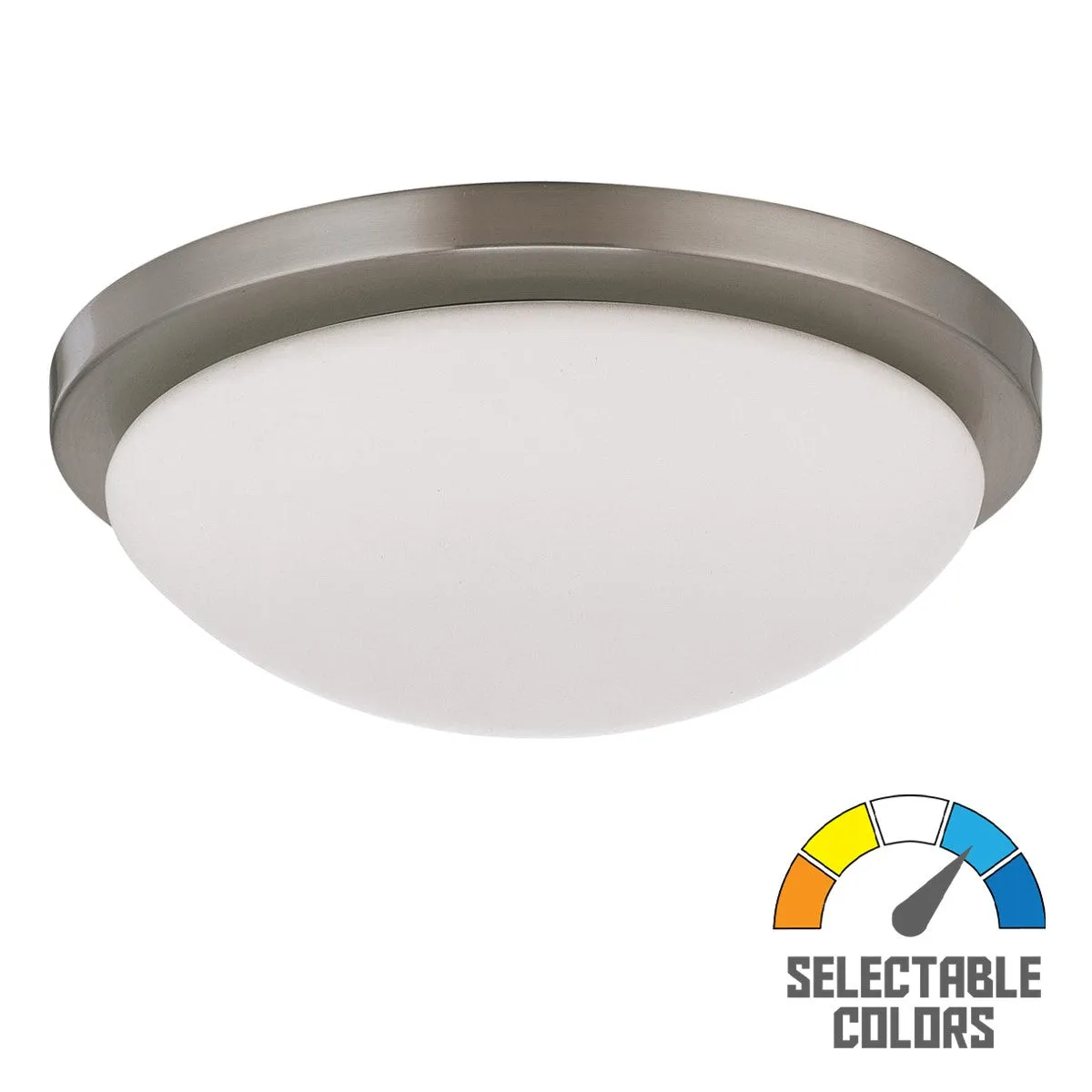 Button 11 Inch LED Flush Mount Light Selectable CCT 120V Brushed Nickel Finish
