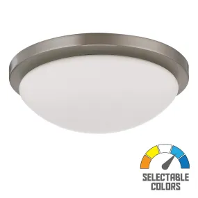 Button 11 Inch LED Flush Mount Light Selectable CCT 120V Brushed Nickel Finish