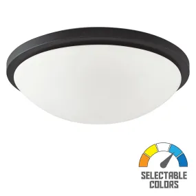 Button 11 Inch LED Flush Mount Light Selectable CCT 120V Matte Black Finish