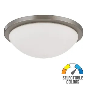 Button 13 Inch LED Flush Mount Light Selectable CCT 120V Brushed Nickel Finish