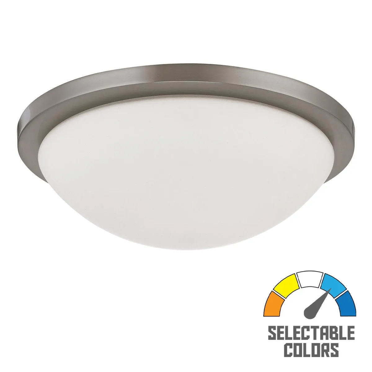 Button 13 Inch LED Flush Mount Light Selectable CCT 120V Brushed Nickel Finish