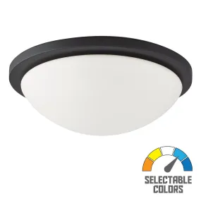 Button 13 Inch LED Flush Mount Light Selectable CCT 120V Matte Black Finish