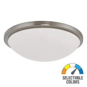 Button 17 Inch LED Flush Mount Light Selectable CCT 120V Brushed Nickel Finish