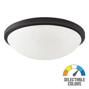 Button 17 Inch LED Flush Mount Light Selectable CCT 120V Matte Black Finish