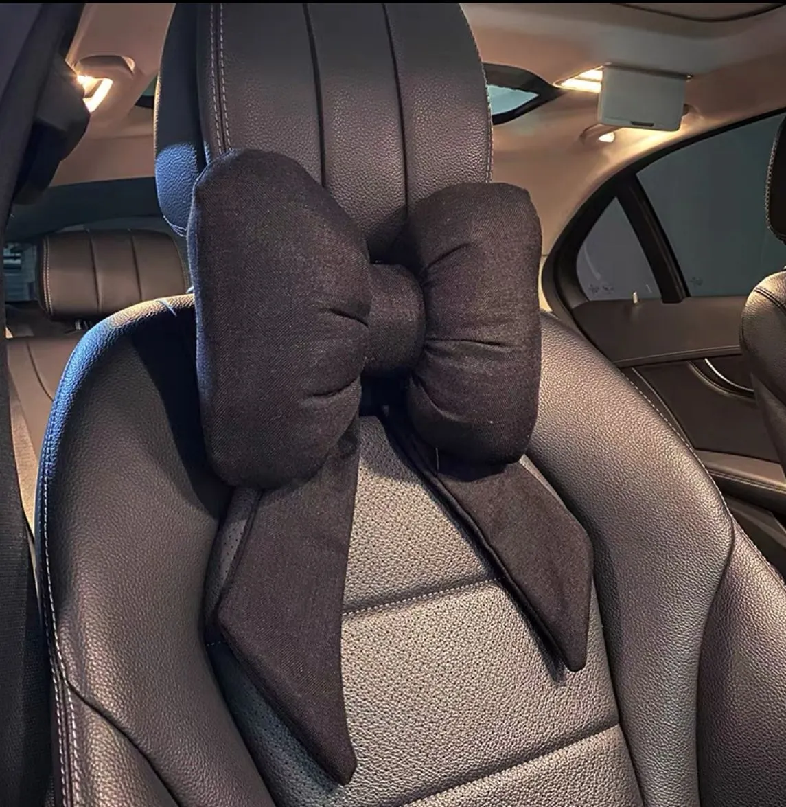 Car Seat Headrest Neck Rest Cushion, Big Bowknot Streamer Shaped