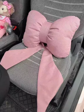 Car Seat Headrest Neck Rest Cushion, Big Bowknot Streamer Shaped