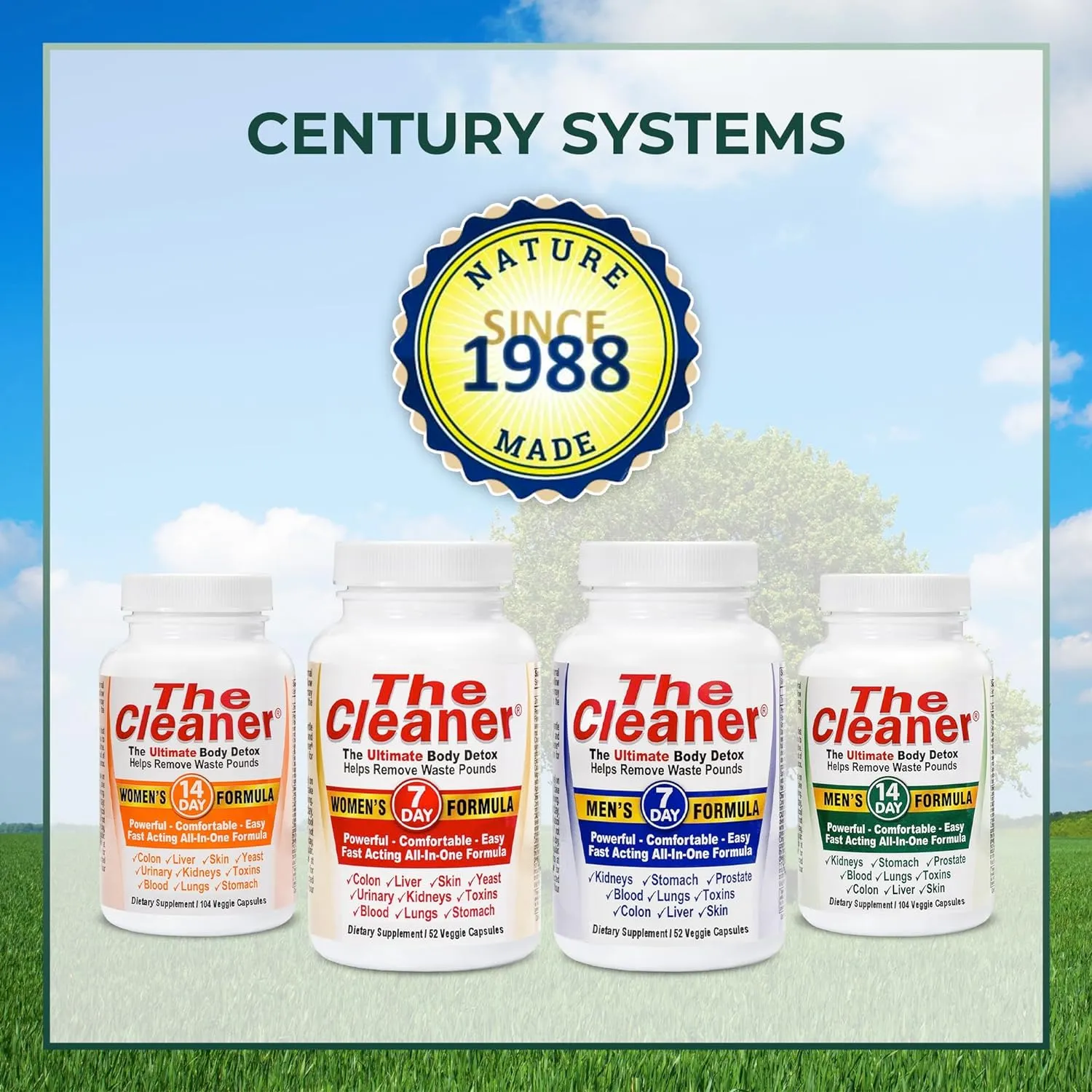 Century Systems, The Cleaner Detox, Powerful 14-Day Complete Internal Cleansing Formula for Women, Support Digestive Health, 104 Vegetarian Capsules